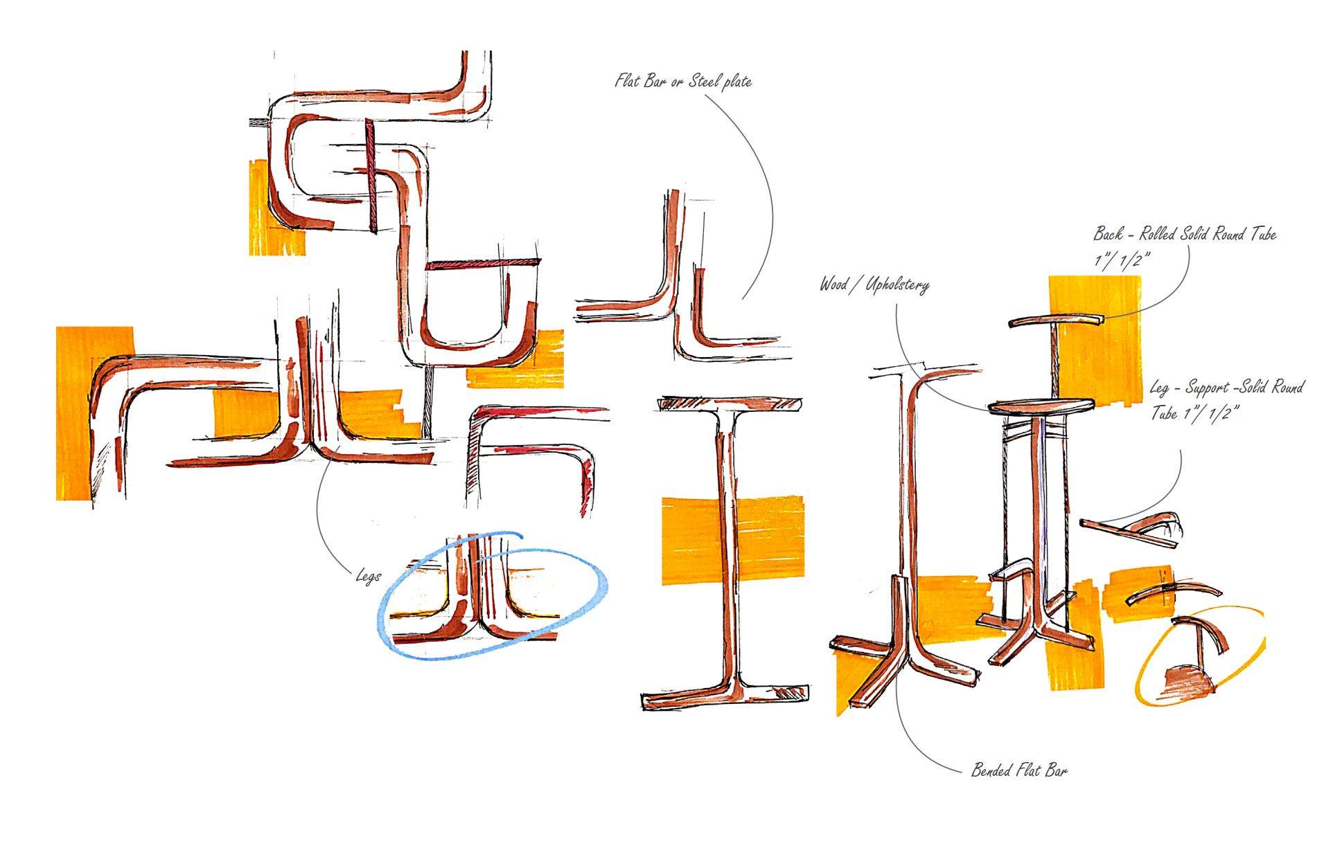 Sketch for QuaffQuest bar stool